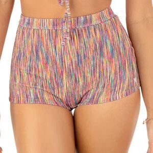 HURLEY Junior's Spacedye Scrunch Retro Multicolor Swim Booty Shorts Sz SP